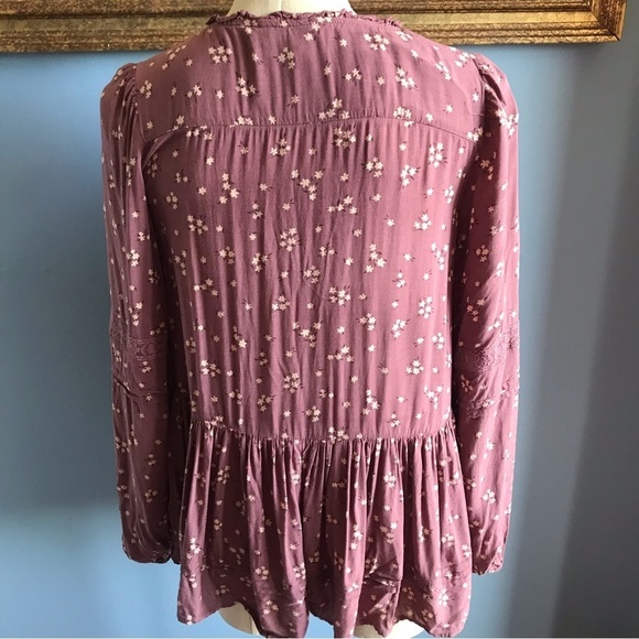 American Eagle mauve oversized layered asymmetric long sleeves top - Picture 2 of 14